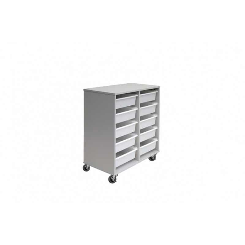 10 Drawer Mobile Tote Box Trolley